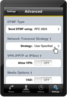 Under 'Advanced Settings' click 'Network Traversal Strategy'