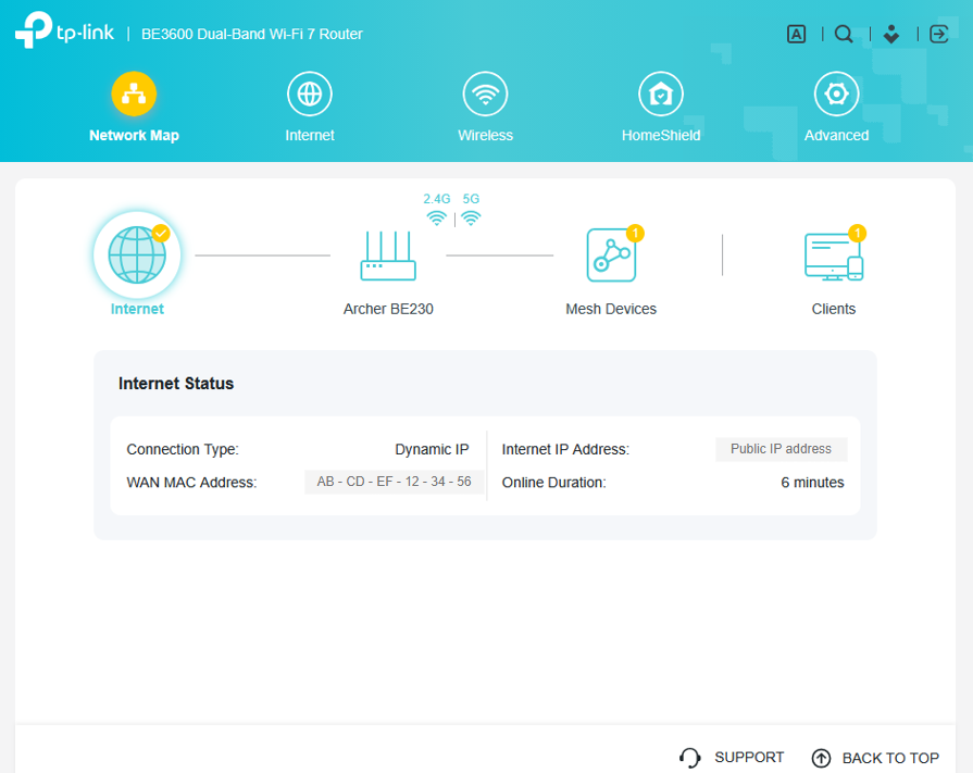 TP-Link Archer BE3600 Web browser setup image 13