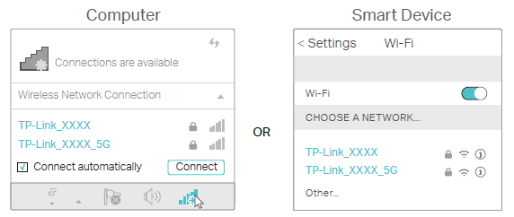 Default Wi-Fi network details on the label underneath the Archer AX1500