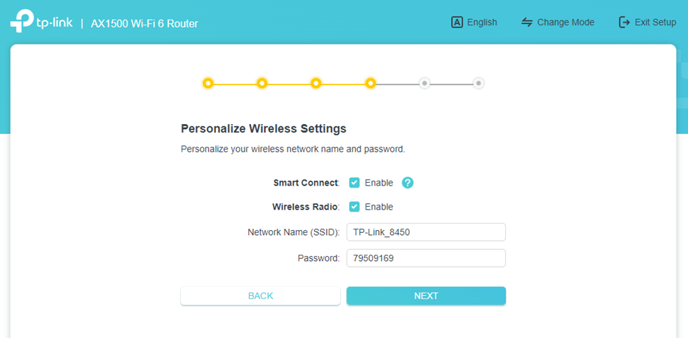 Archer AX1500 Wi-Fi name, password and Smart Connect settings