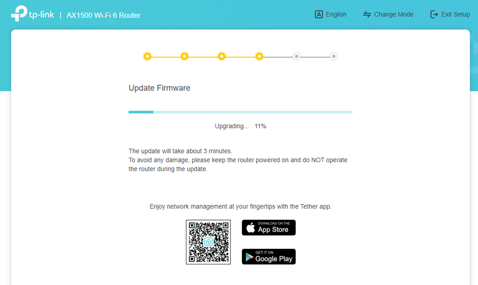 Archer AX1500 firmware update step 2