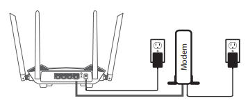 D-Link R15 power and Internet connections