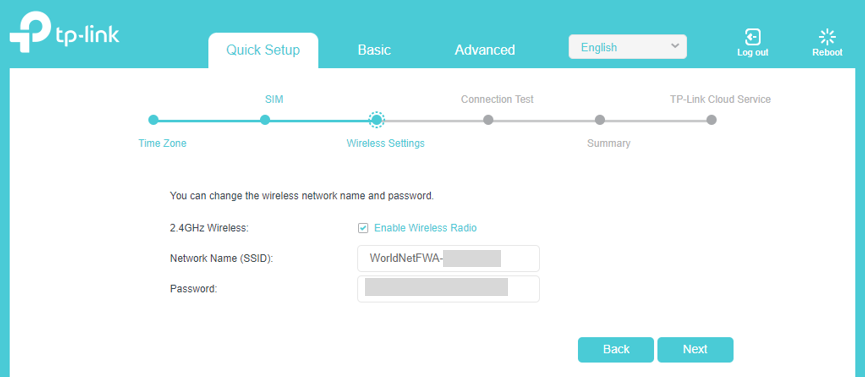 MR6400 Wi-Fi name and password setup