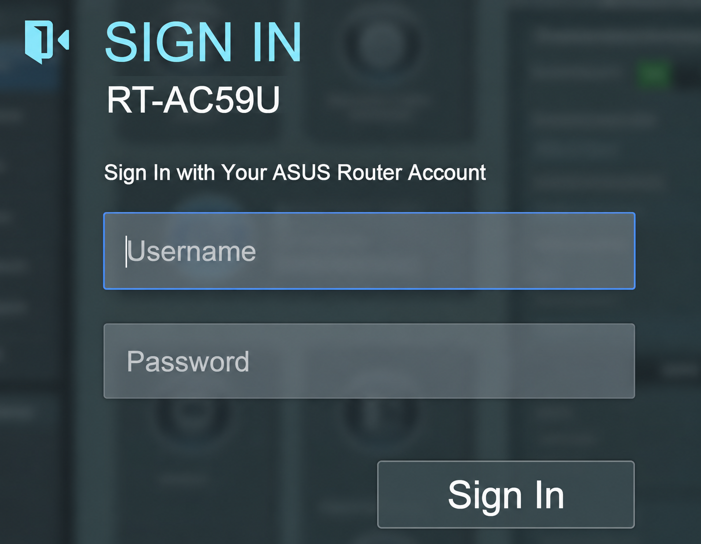 ASUS RT-AC59U sign-in page