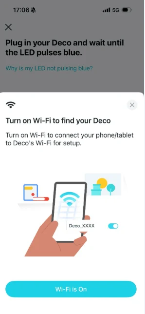 Deco app: enable Wi-Fi to find your Deco
