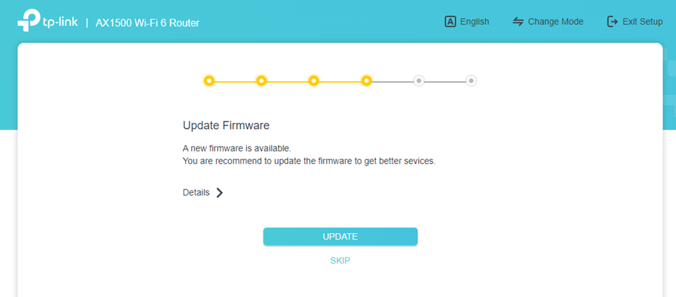 Archer AX1500 firmware update step 1