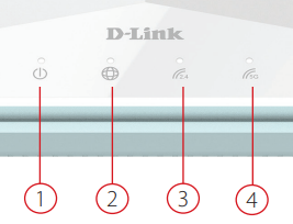 D-Link R15 Power, Internet and Wi-Fi LEDs